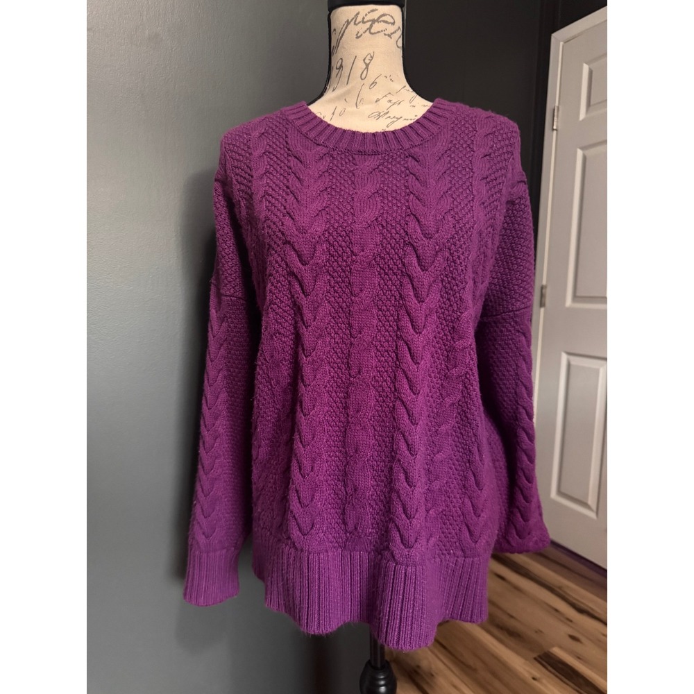 Torrid Purple Cable Knit Sweater Plus Size Crew Neck Pullover